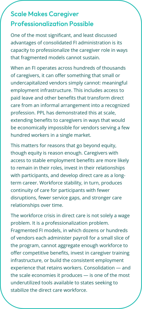 text box explaining that scale makes caregiver professionalization possible