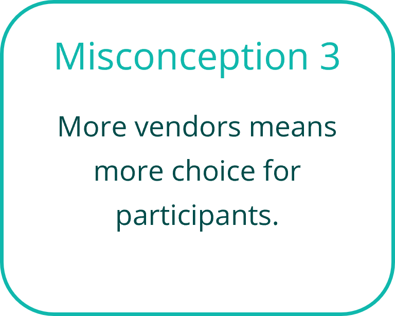 misconception 3: more vendors means more choice for participants